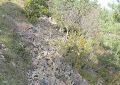 Les éboulis de calcaire au dessus de Florac proviennent de la gélifraction qui fait éclater le calcaire sous l'effet du gel.