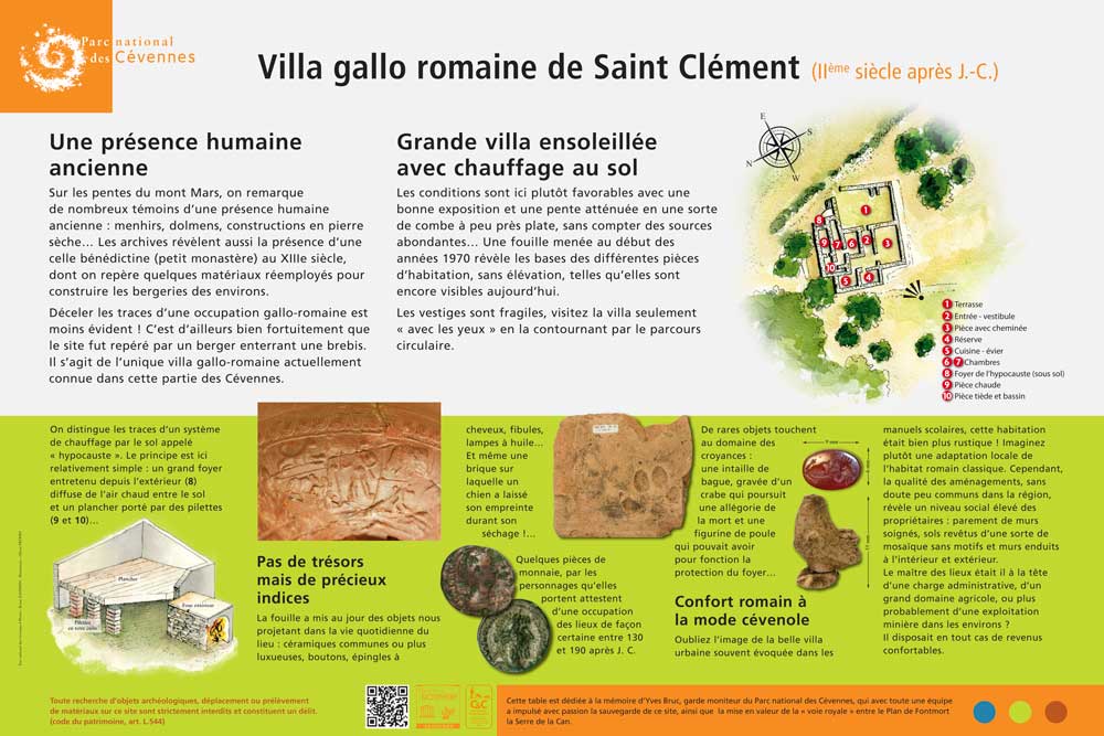 Panneau explicatif du site de la villa gallo-romaine de Saint-Clément