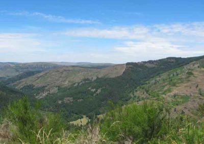 Filons de quartz dans le paysage vu sur le Causse
