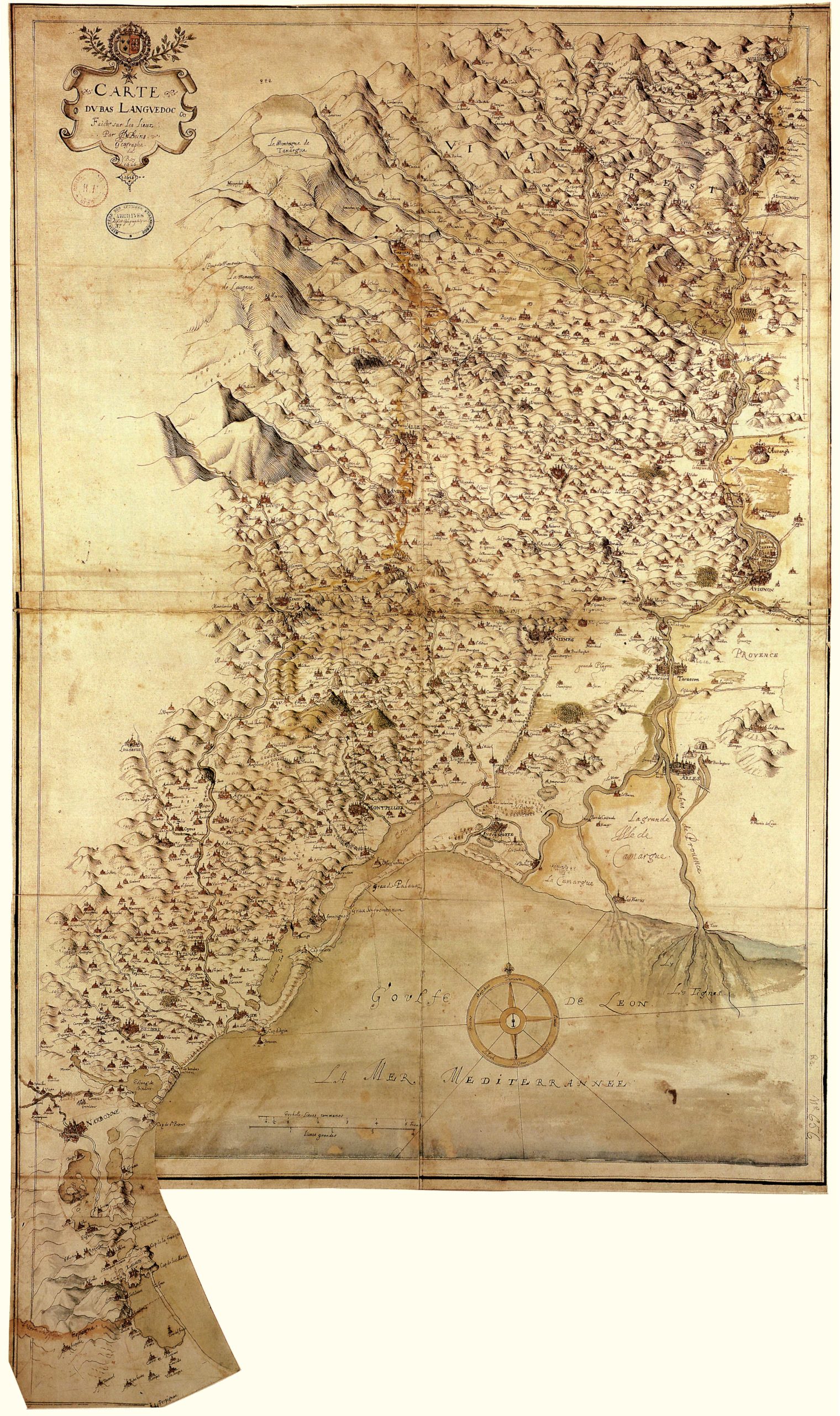 La carte du Bas Languedoc de J. de Bens, - 1626