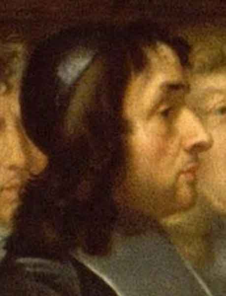 Portrait supposé de Picard. Détail du tableau : Colbert présente à Louis XIV les membres de l'Académie Royale des Sciences créée en 1667, Henri Testelin, 1616-1695.