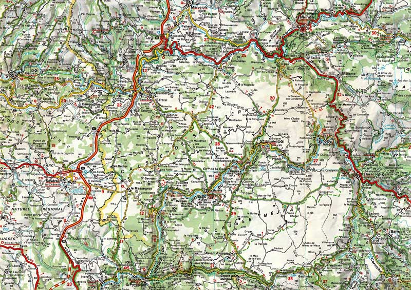 Causses et gorges du Tarn sur la carte Michelin de 2001