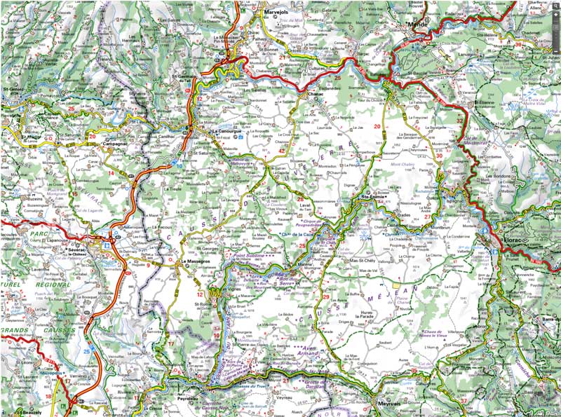 Causses et gorges du Tarn sur la carte Michelin de 2022