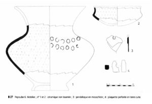 Dessin du mobilier du tumulus 6 de la nécropole de Peyraube (Lamelouze-Gard) - Jacques Gauthey