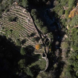 L'enclos de Murjas vu du ciel - Vallée de la Ganière - Brahic - Les Vans (photo de Frédéric Bertho).