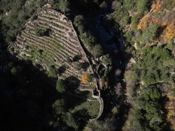 L'enclos de Murjas vu du ciel - Vallée de la Ganière - Brahic - Les Vans (photo de Frédéric Bertho).
