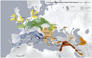 Carte des migrations néolithiques (Synthèse 2023)